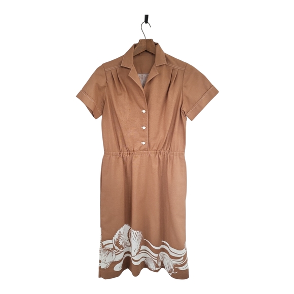 Malia / Vintage Dresses & Skirts - Elegant Tan Midi Dress